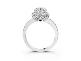 White gold Round Cut Diamond Scalloped Halo Engagement Ring with Round Shared Prong Band_23