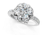 White gold Round Cut Diamond Scalloped Halo Engagement Ring with Round Shared Prong Band_33