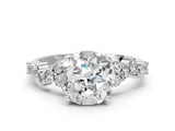 White gold Round Cut Diamond Scattered Round Accent Ring with Prong Setting_18