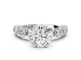 White gold Round Cut Diamond Side Stone Engagement Ring with Four-Prong Setting_32
