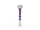 White gold Round Cut Diamond Side Stone Solitaire Ring with Round with Amethyst side stone and Four-Prong Setting_50