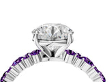 White gold Round Cut Diamond Side Stone Solitaire Ring with Round with Amethyst side stone and Four-Prong Setting_52