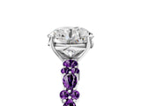 White gold Round Cut Diamond Side Stone Solitaire Ring with Round with Amethyst side stone and Four-Prong Setting_53