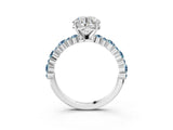 White gold Round Cut Diamond Side Stone Solitaire Ring with Round with Aquamarine side stone and Four-Prong Setting_13