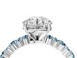 White gold Round Cut Diamond Side Stone Solitaire Ring with Round with Aquamarine side stone and Four-Prong Setting_14