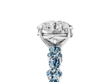 White gold Round Cut Diamond Side Stone Solitaire Ring with Round with Aquamarine side stone and Four-Prong Setting_15