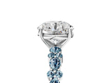 White gold Round Cut Diamond Side Stone Solitaire Ring with Round with Aquamarine side stone and Four-Prong Setting_29