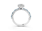 White gold Round Cut Diamond Side Stone Solitaire Ring with Round with Aquamarine side stone and Four-Prong Setting_3