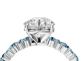 White gold Round Cut Diamond Side Stone Solitaire Ring with Round with Aquamarine side stone and Four-Prong Setting_4