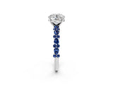 White gold Round Cut Diamond Side Stone Solitaire Ring with Round with Blue Sapphire side stone and Four-Prong Setting_2