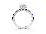 White gold Round Cut Diamond Side Stone Solitaire Ring with Round with Blue Sapphire side stone and Four-Prong Setting_3