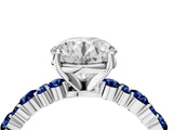 White gold Round Cut Diamond Side Stone Solitaire Ring with Round with Blue Sapphire side stone and Four-Prong Setting_4