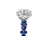 White gold Round Cut Diamond Side Stone Solitaire Ring with Round with Blue Sapphire side stone and Four-Prong Setting_5
