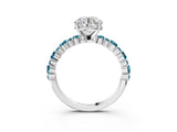 White gold Round Cut Diamond Side Stone Solitaire Ring with Round with Blue Topaz side stone and Four-Prong Setting_3
