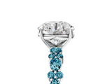White gold Round Cut Diamond Side Stone Solitaire Ring with Round with Blue Topaz side stone and Four-Prong Setting_5