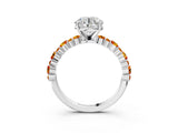 White gold Round Cut Diamond Side Stone Solitaire Ring with Round with Citrine side stone and Four-Prong Setting_3