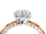 White gold Round Cut Diamond Side Stone Solitaire Ring with Round with Citrine side stone and Four-Prong Setting_4