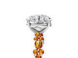 White gold Round Cut Diamond Side Stone Solitaire Ring with Round with Citrine side stone and Four-Prong Setting_5
