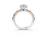 White gold Round Cut Diamond Side Stone Solitaire Ring with Round with Citrine side stone and Four-Prong Setting_91