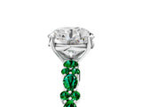White gold Round Cut Diamond Side Stone Solitaire Ring with Round with Emerald side stone and Four-Prong Setting_5