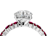 White gold Round Cut Diamond Side Stone Solitaire Ring with Round with Garnet side stone and Four-Prong Setting_16