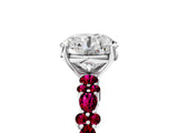 White gold Round Cut Diamond Side Stone Solitaire Ring with Round with Garnet side stone and Four-Prong Setting_17