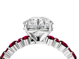 White gold Round Cut Diamond Side Stone Solitaire Ring with Round with Garnet side stone and Four-Prong Setting_28