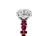 White gold Round Cut Diamond Side Stone Solitaire Ring with Round with Garnet side stone and Four-Prong Setting_71