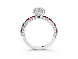White gold Round Cut Diamond Side Stone Solitaire Ring with Round with Garnet side stone and Four-Prong Setting_9