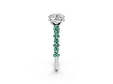 White gold Round Cut Diamond Side Stone Solitaire Ring with Round with Green Sapphire side stone and Four-Prong Setting_2