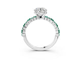 White gold Round Cut Diamond Side Stone Solitaire Ring with Round with Green Sapphire side stone and Four-Prong Setting_3