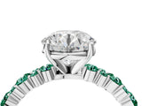 White gold Round Cut Diamond Side Stone Solitaire Ring with Round with Green Sapphire side stone and Four-Prong Setting_4