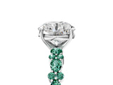 White gold Round Cut Diamond Side Stone Solitaire Ring with Round with Green Sapphire side stone and Four-Prong Setting_5