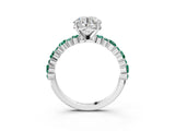 White gold Round Cut Diamond Side Stone Solitaire Ring with Round with Green Sapphire side stone and Four-Prong Setting_63