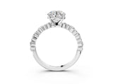 White gold Round Cut Diamond Side Stone Solitaire Ring with Round with Moissanite side stone and Four-Prong Setting_3
