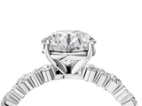 White gold Round Cut Diamond Side Stone Solitaire Ring with Round with Moissanite side stone and Four-Prong Setting_4