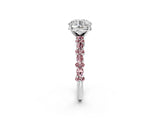 White gold Round Cut Diamond Side Stone Solitaire Ring with Round with Morganite side stone and Four-Prong Setting_2