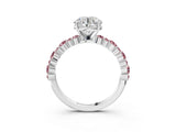 White gold Round Cut Diamond Side Stone Solitaire Ring with Round with Morganite side stone and Four-Prong Setting_3