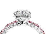 White gold Round Cut Diamond Side Stone Solitaire Ring with Round with Morganite side stone and Four-Prong Setting_4