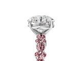 White gold Round Cut Diamond Side Stone Solitaire Ring with Round with Morganite side stone and Four-Prong Setting_5