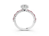 White gold Round Cut Diamond Side Stone Solitaire Ring with Round with Morganite side stone and Four-Prong Setting_81