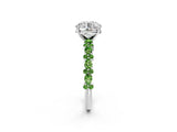 White gold Round Cut Diamond Side Stone Solitaire Ring with Round with Peridot side stone and Four-Prong Setting_2