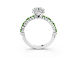 White gold Round Cut Diamond Side Stone Solitaire Ring with Round with Peridot side stone and Four-Prong Setting_3
