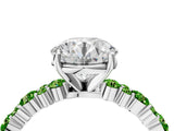 White gold Round Cut Diamond Side Stone Solitaire Ring with Round with Peridot side stone and Four-Prong Setting_4