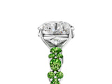 White gold Round Cut Diamond Side Stone Solitaire Ring with Round with Peridot side stone and Four-Prong Setting_5
