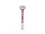 White gold Round Cut Diamond Side Stone Solitaire Ring with Round with Pink Sapphire side stone and Four-Prong Setting_2
