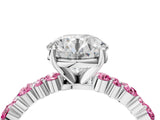 White gold Round Cut Diamond Side Stone Solitaire Ring with Round with Pink Sapphire side stone and Four-Prong Setting_4