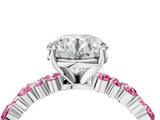 White gold Round Cut Diamond Side Stone Solitaire Ring with Round with Pink Sapphire side stone and Four-Prong Setting_58