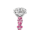 White gold Round Cut Diamond Side Stone Solitaire Ring with Round with Pink Sapphire side stone and Four-Prong Setting_59