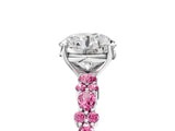 White gold Round Cut Diamond Side Stone Solitaire Ring with Round with Pink Sapphire side stone and Four-Prong Setting_5